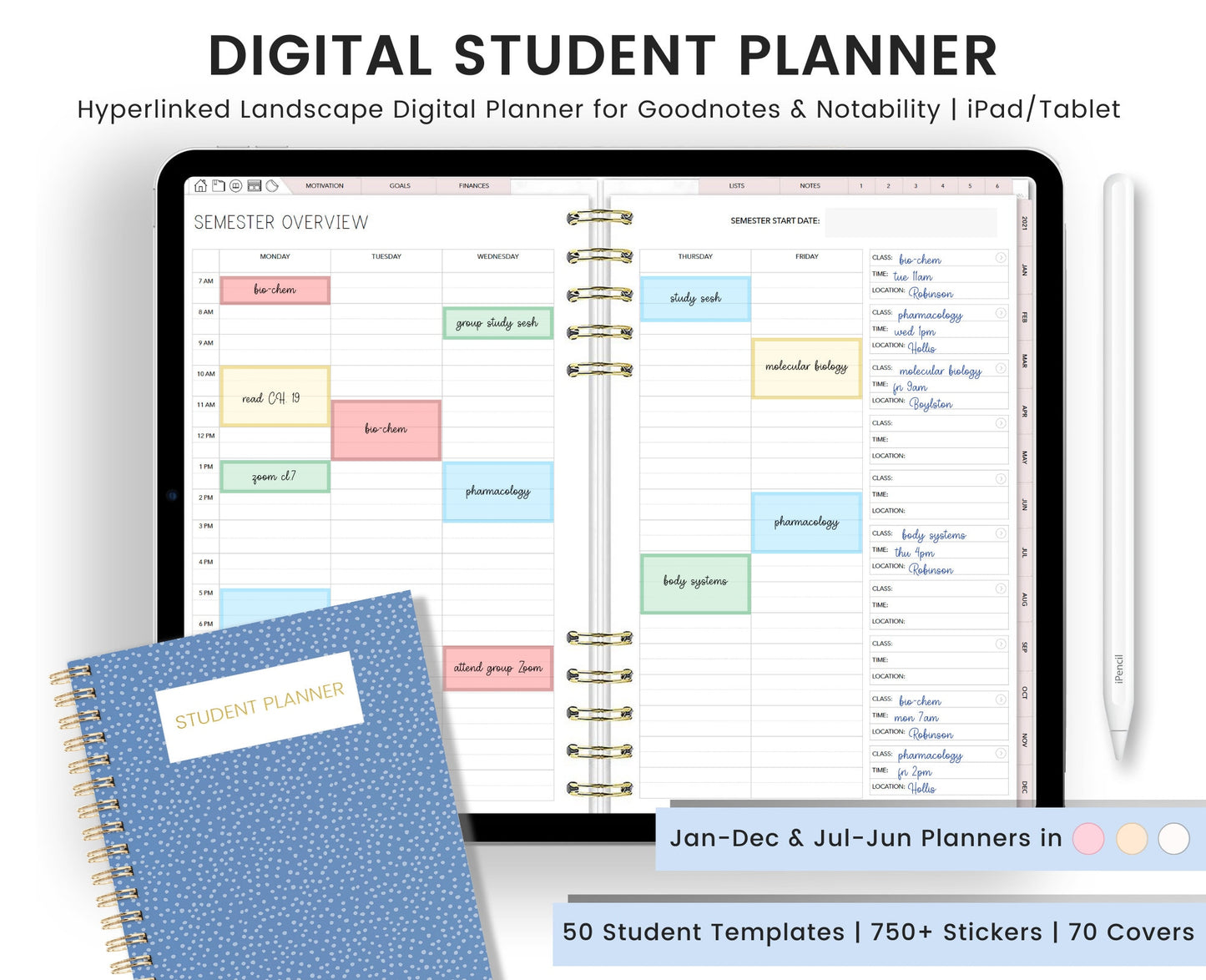 Student Planner | Academic Planner for Students | Undated Digital Student Planner
