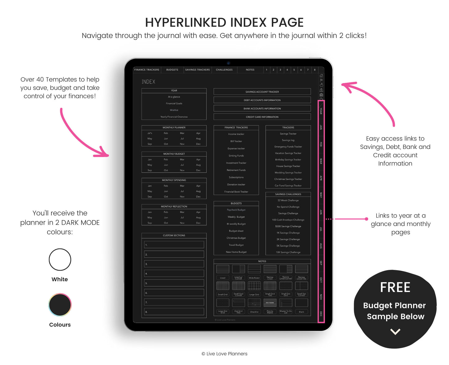 Digital Dark Mode Budget Planner