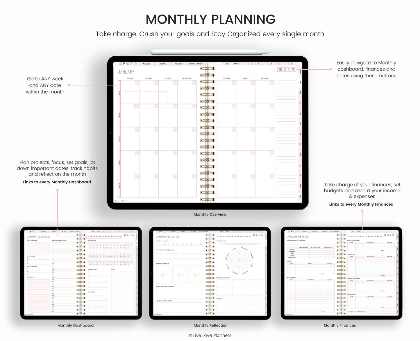 Undated Digital Planner Goodnotes