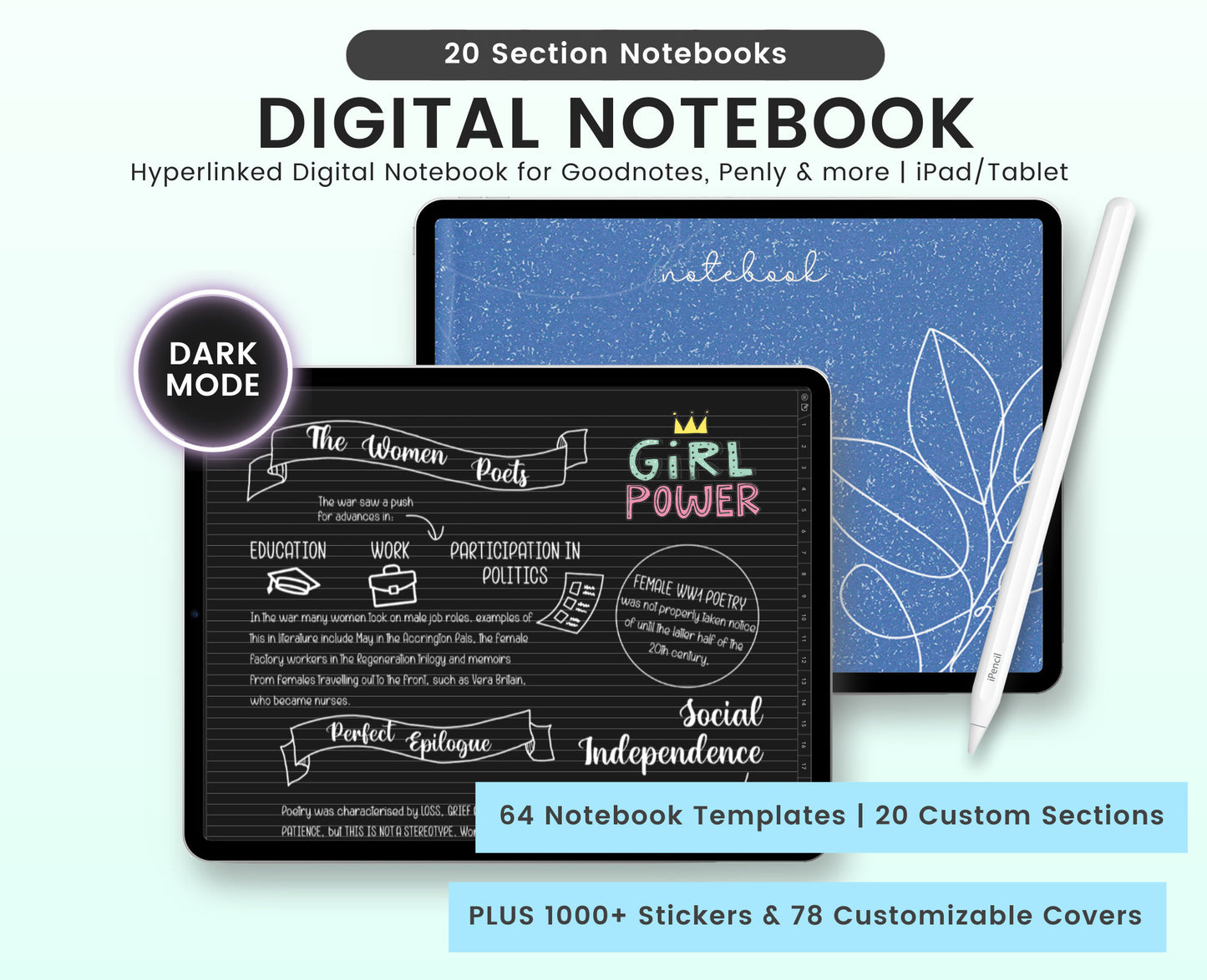 Dark Mode Landscape Digital Notebook