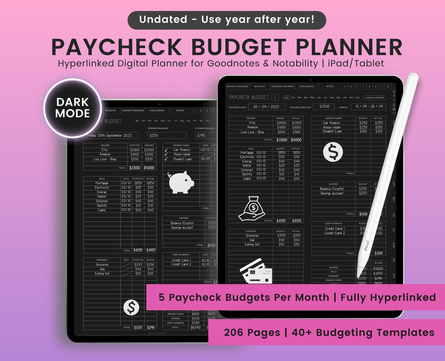 Paycheck Budget (Dark Mode)