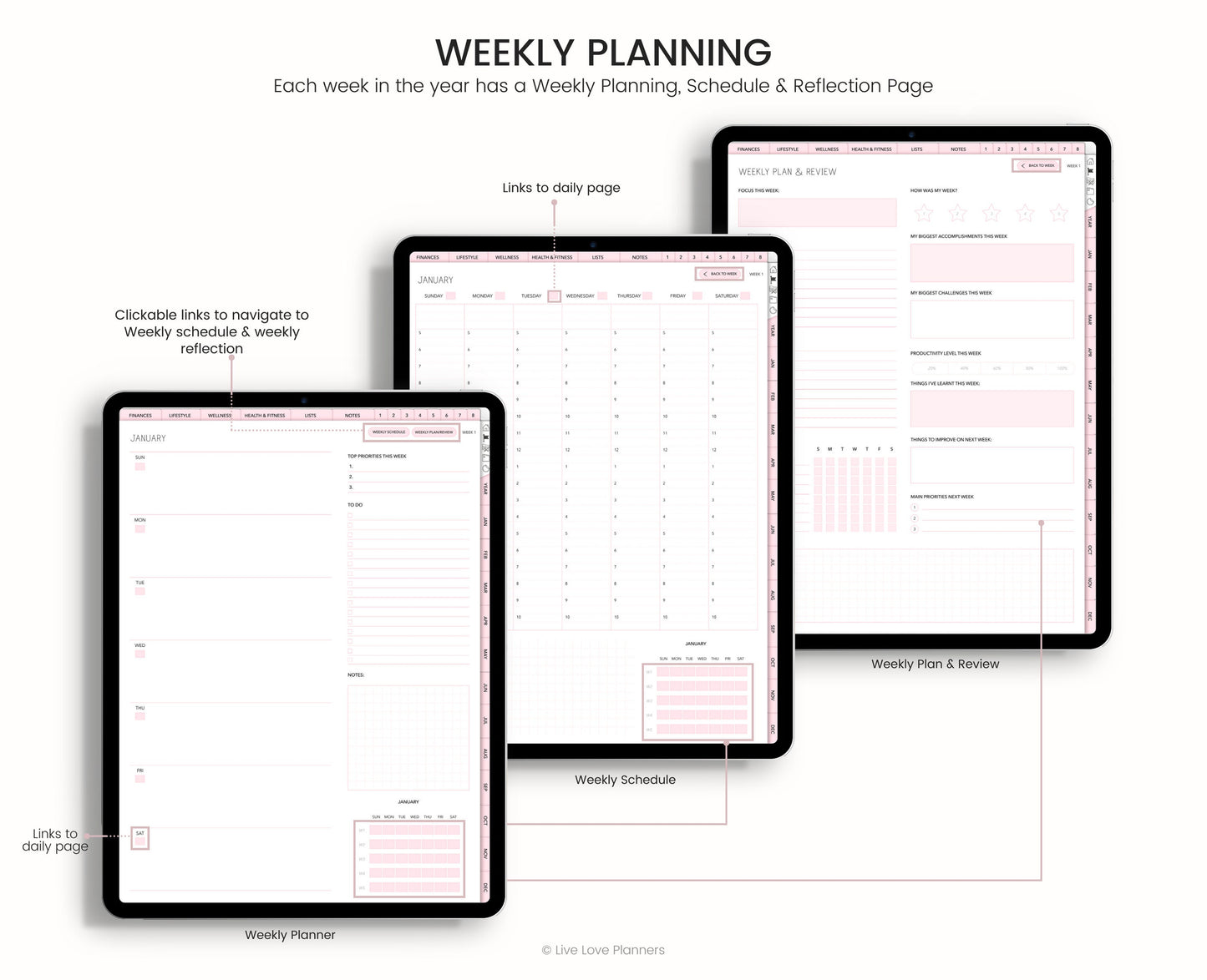 Undated Digital Planner Goodnotes