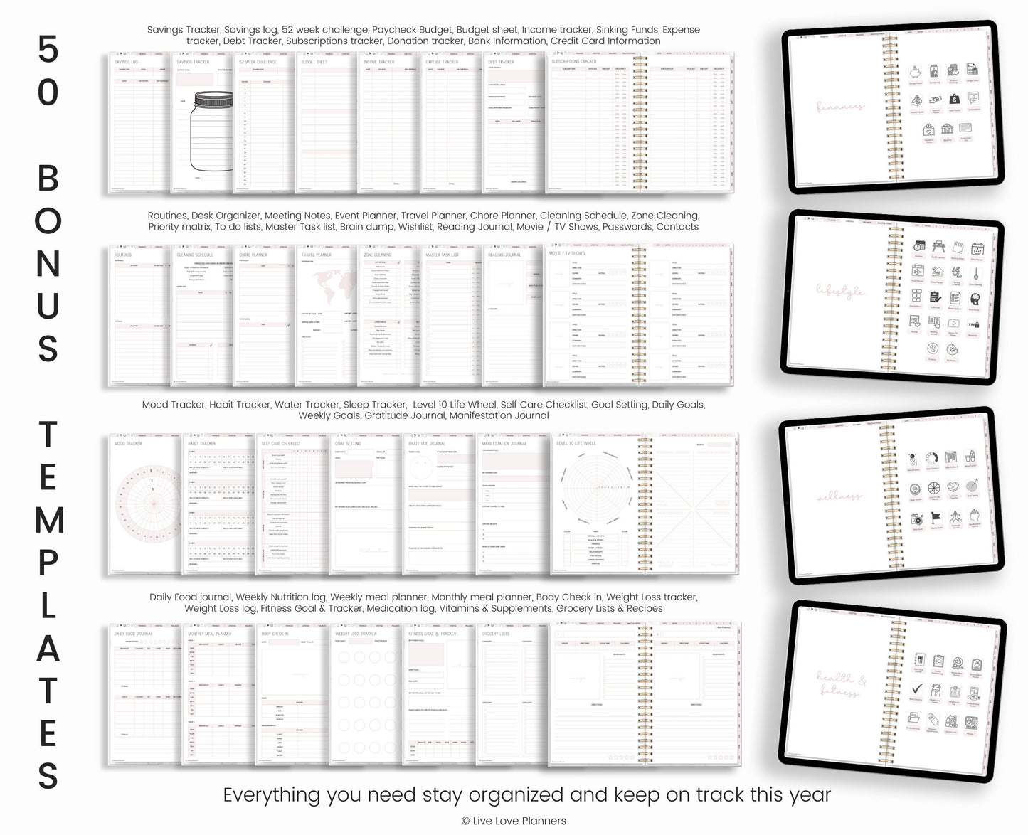 Undated Digital Planner Goodnotes