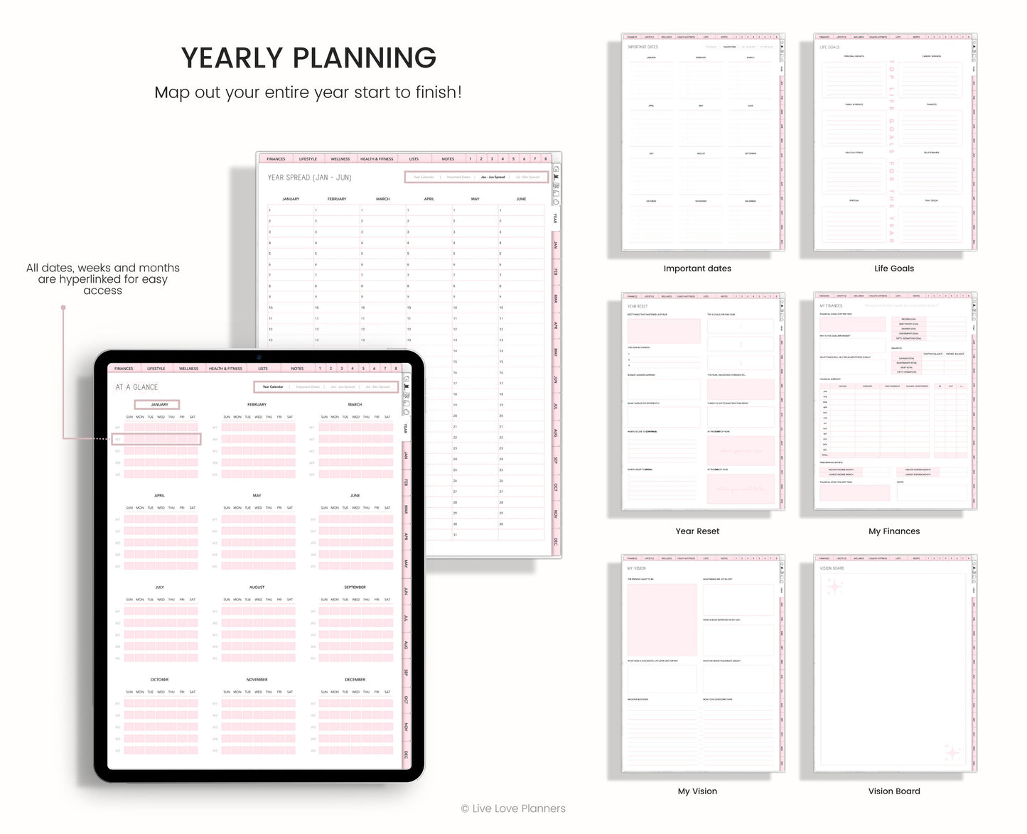 Undated Digital Planner Goodnotes