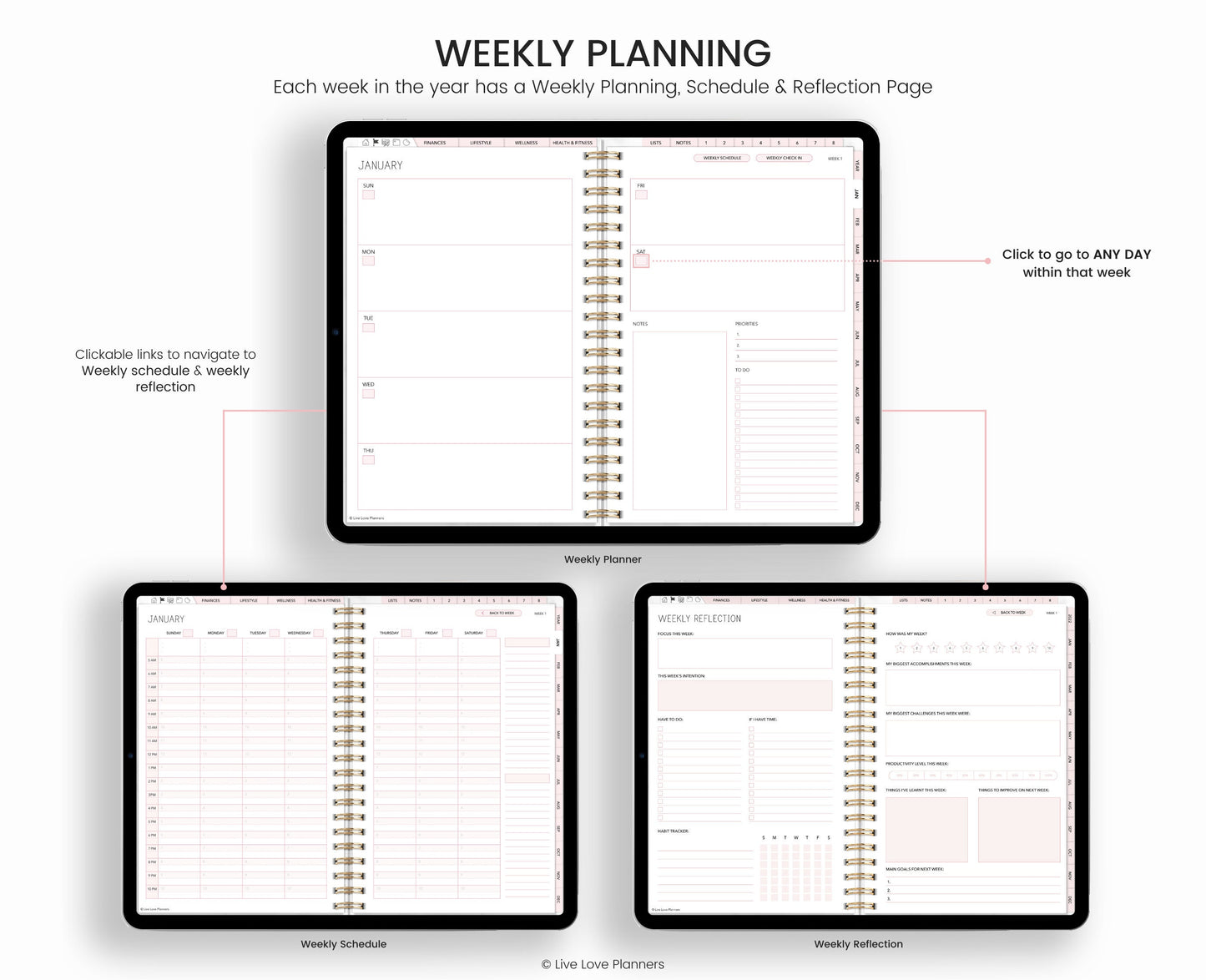 Undated Digital Planner Goodnotes