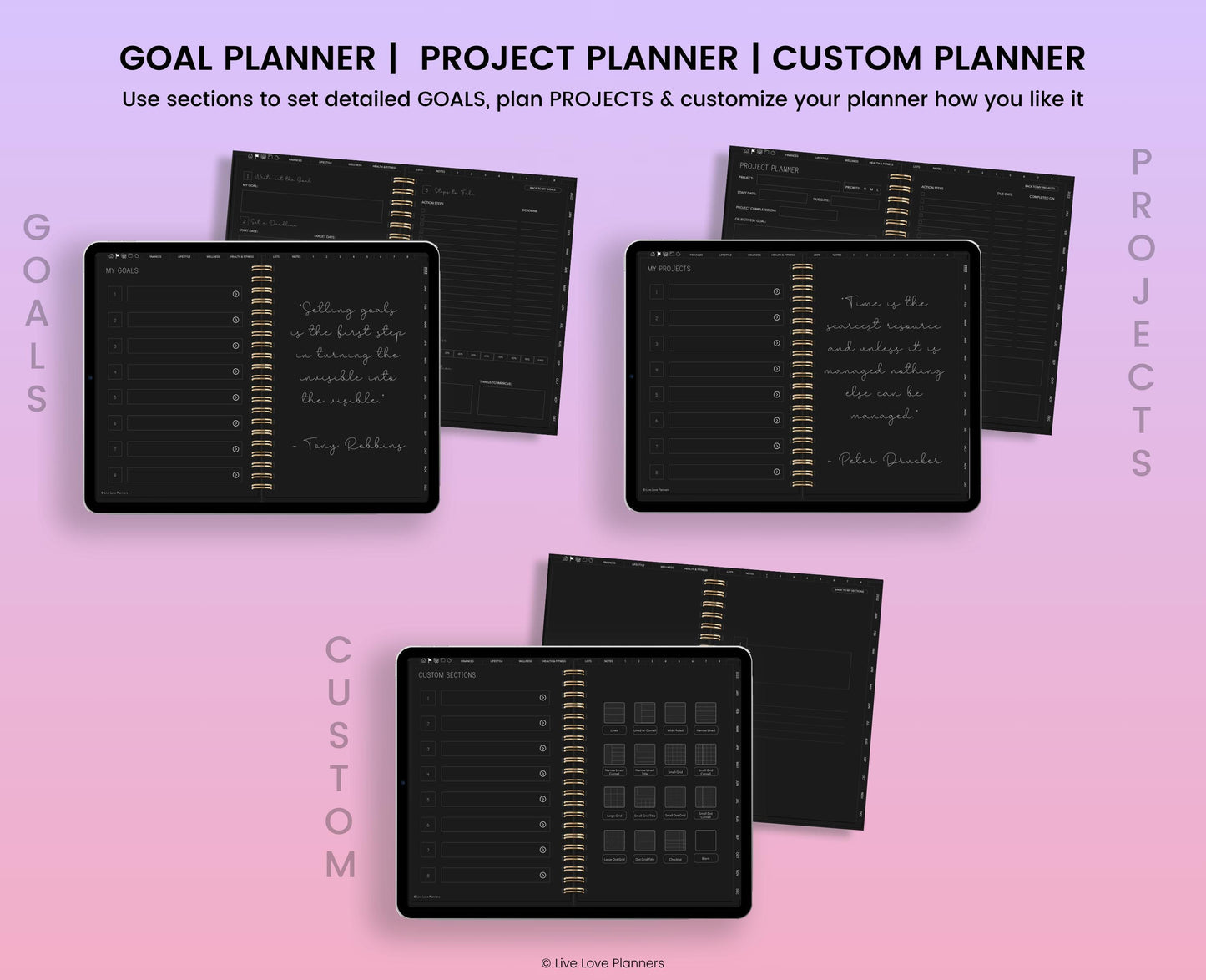 2025 Dark Mode Digital Planner