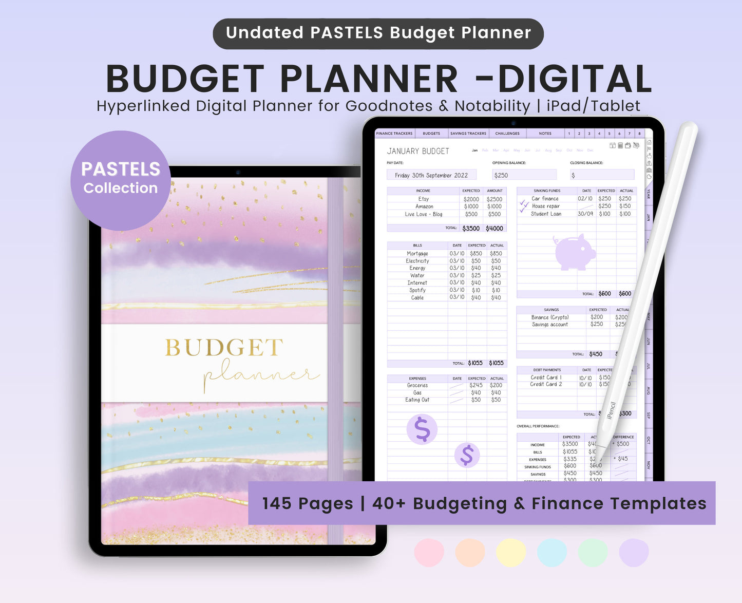 Digital Budget Planner (Pastels)