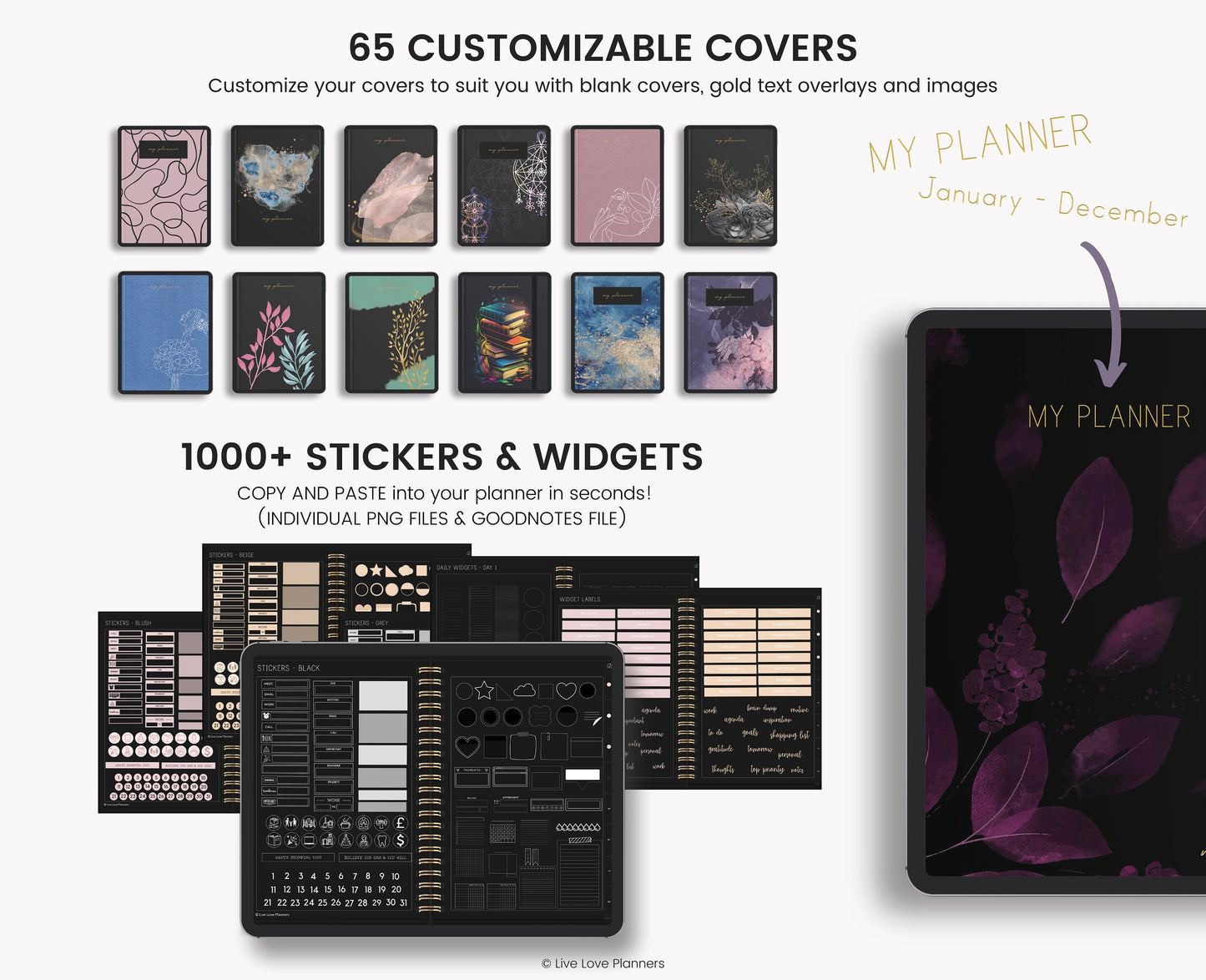 Undated Dark Mode Digital Planner