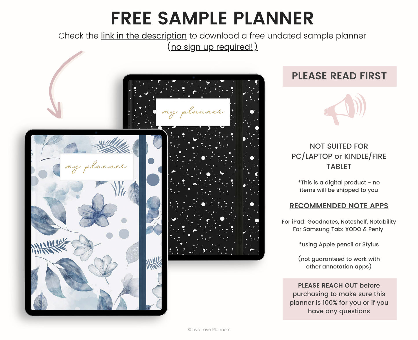 Undated Digital Planner Goodnotes