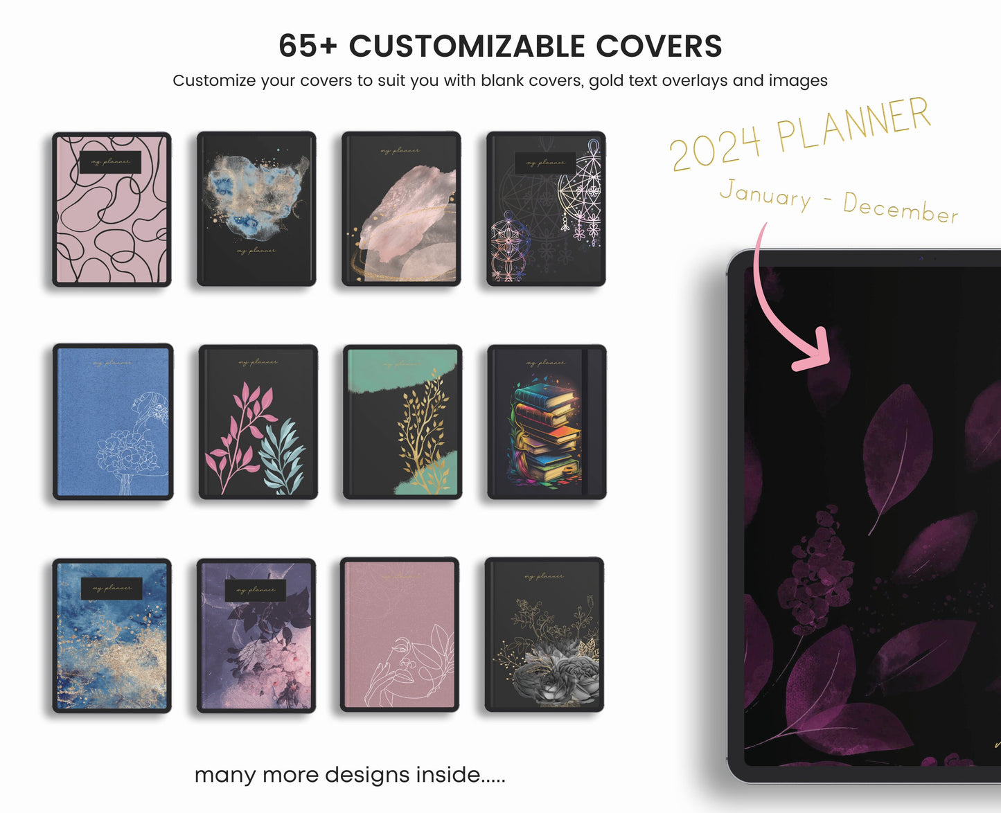 Undated Dark Mode Digital Planner
