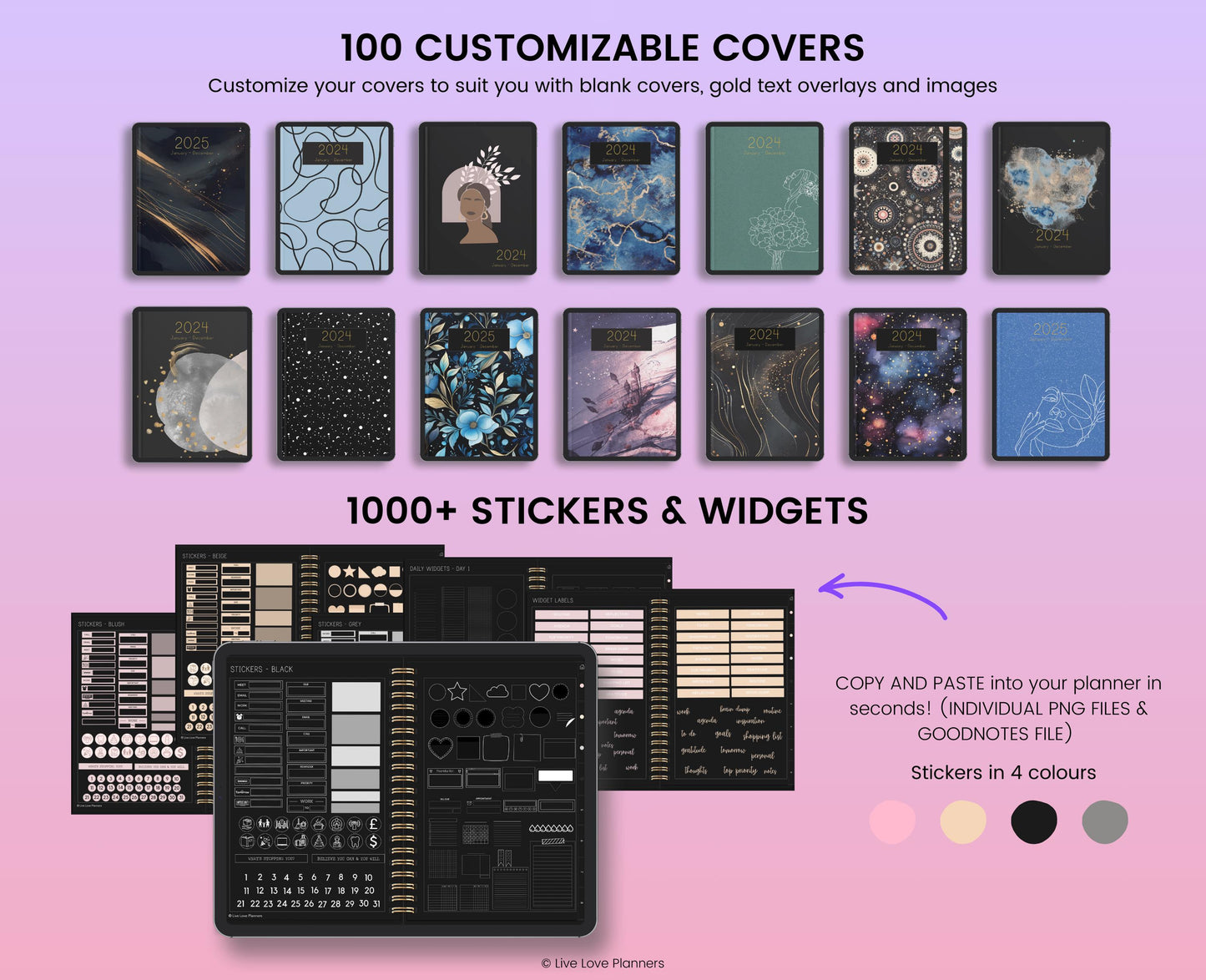 2025 Dark Mode Digital Planner