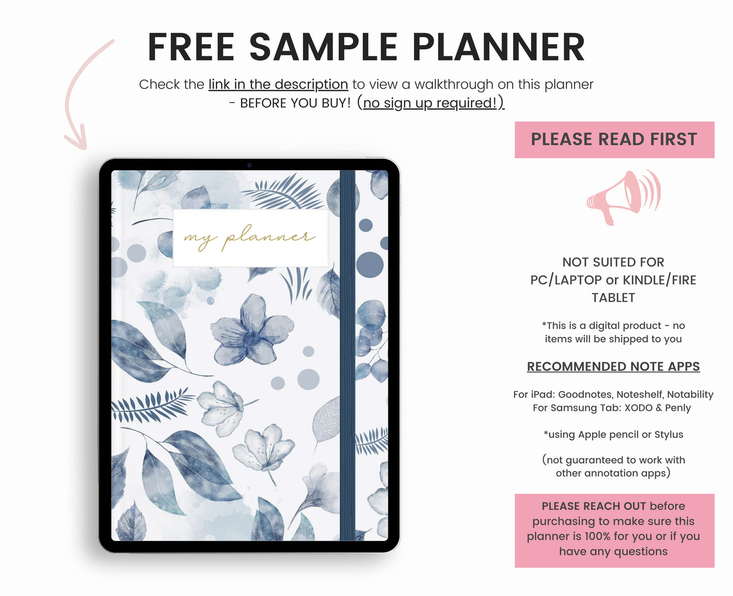 Undated Digital Planner Goodnotes