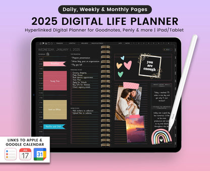 2025 Dark Mode Digital Planner