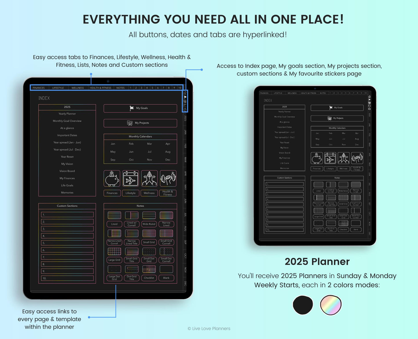 2025 Dark Mode Planner