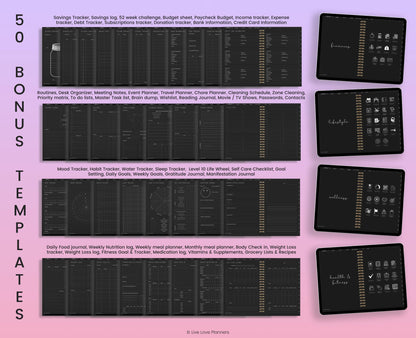 2025 Dark Mode Digital Planner