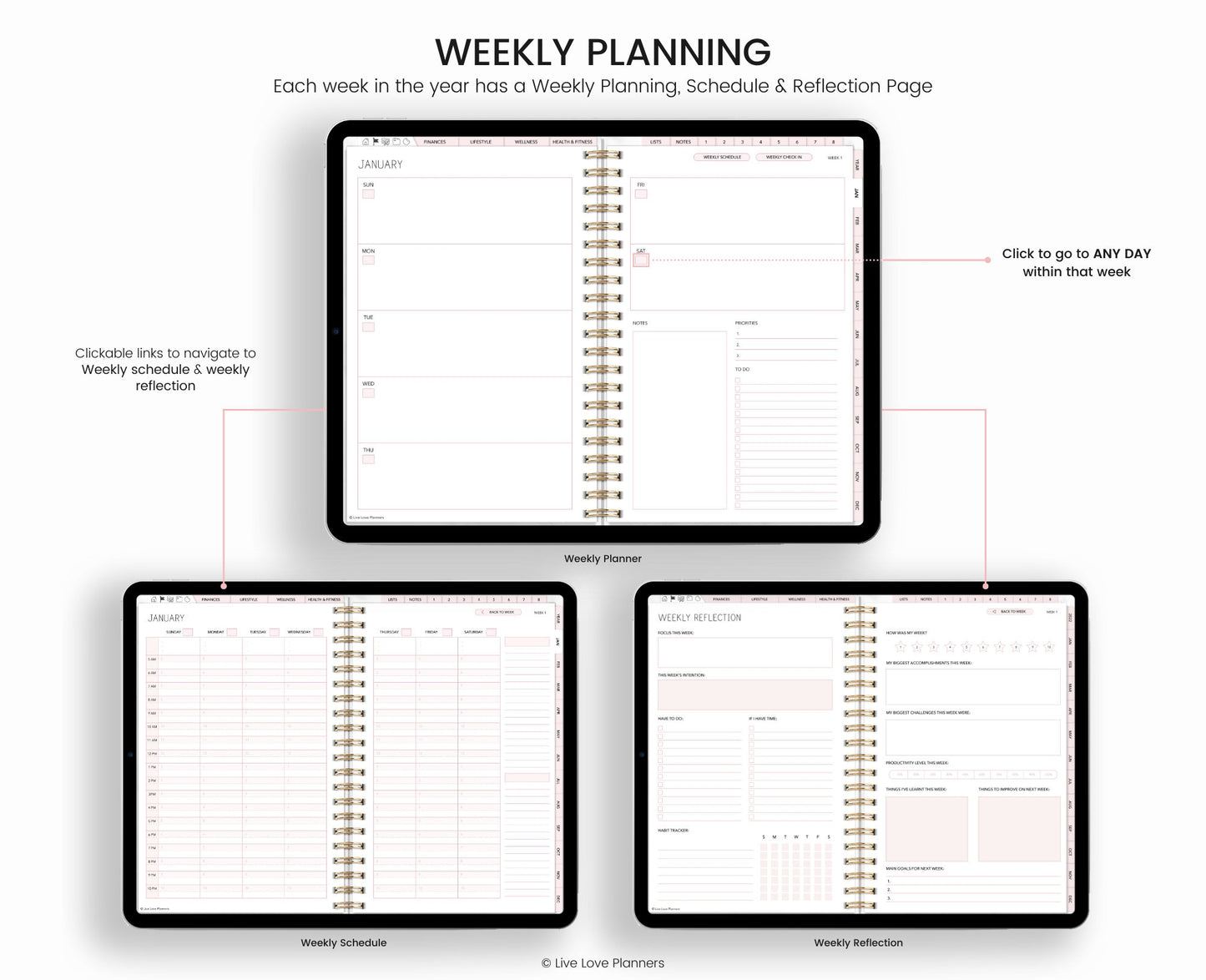 Undated Digital Planner | Hyperlinked Digital Planner | GoodNotes Planner | Notability Planner | iPad Planner | Undated Planner | Daily