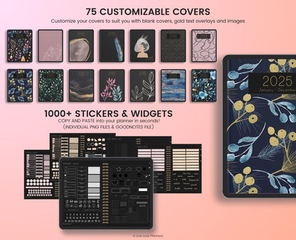 2025 Dark Mode Digital Planners