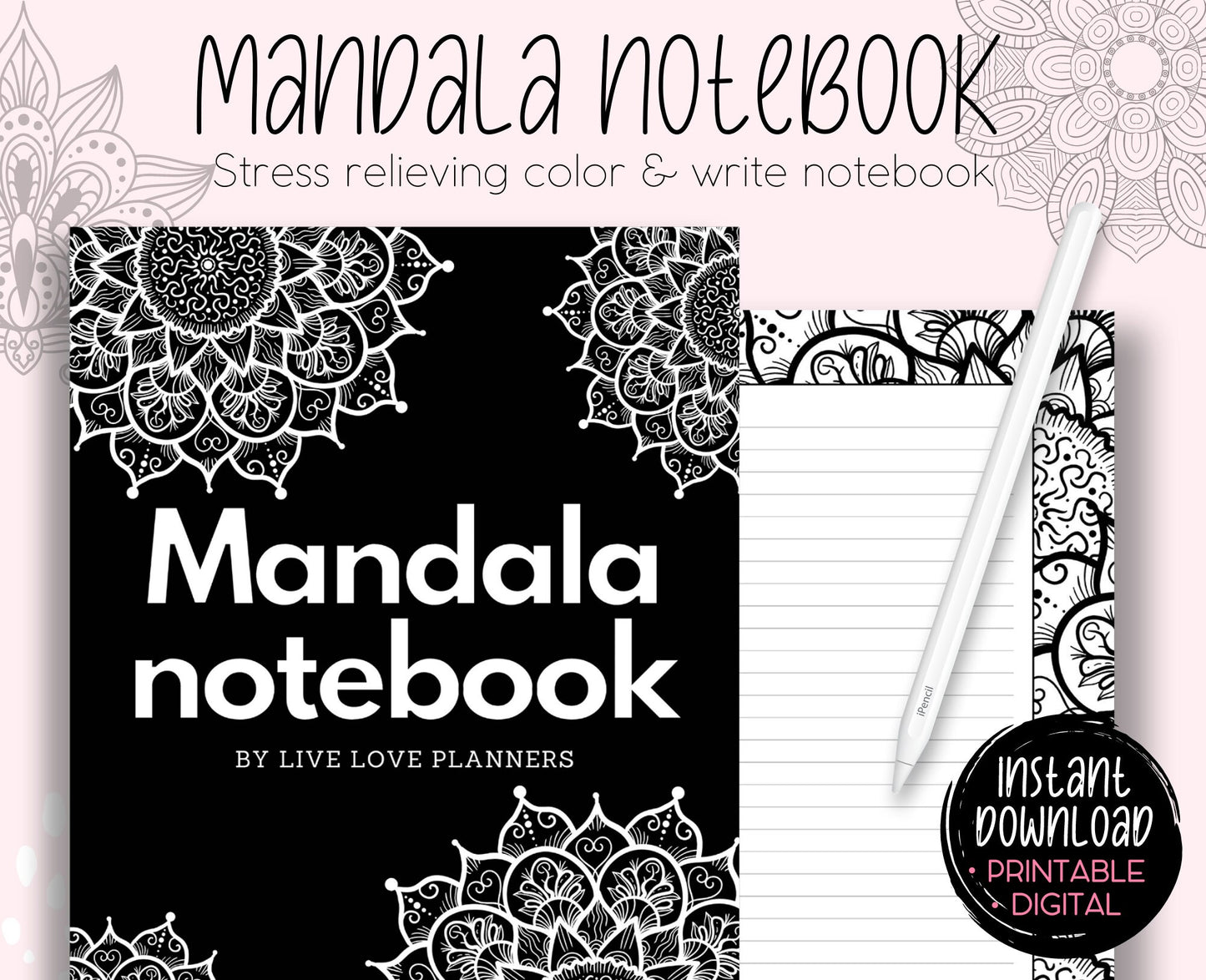 Mandala Coloring Book & Notebook