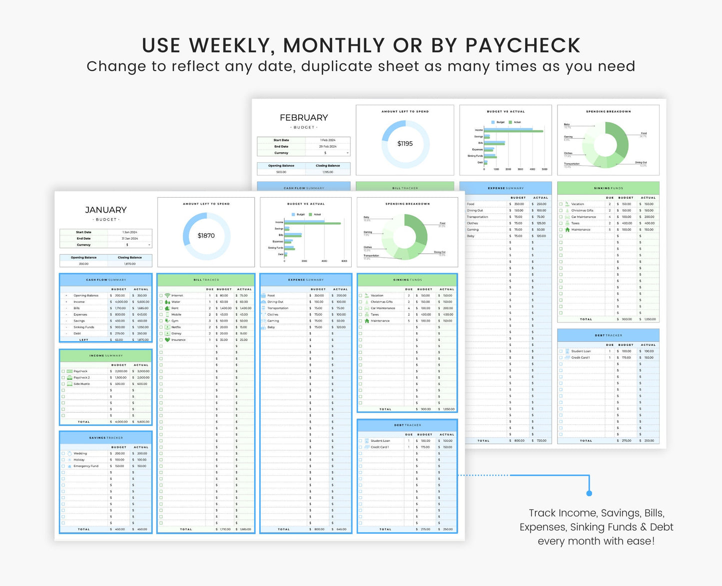 Budget Planner for Google Sheets - Weekly