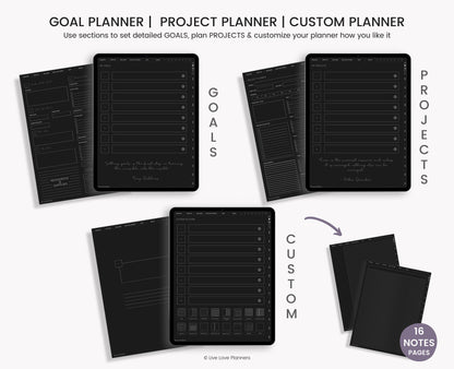 Undated Dark Mode Digital Planner