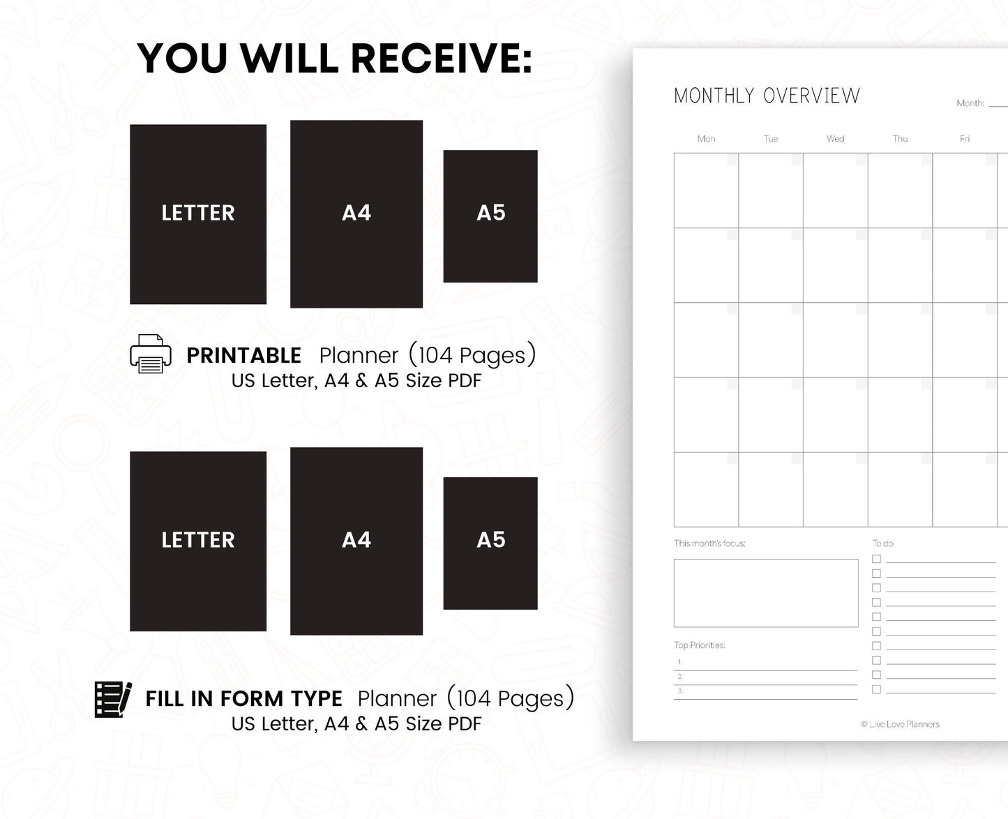 Printable Monthly planner