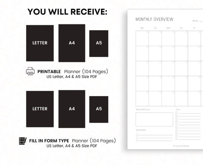 Printable Monthly planner
