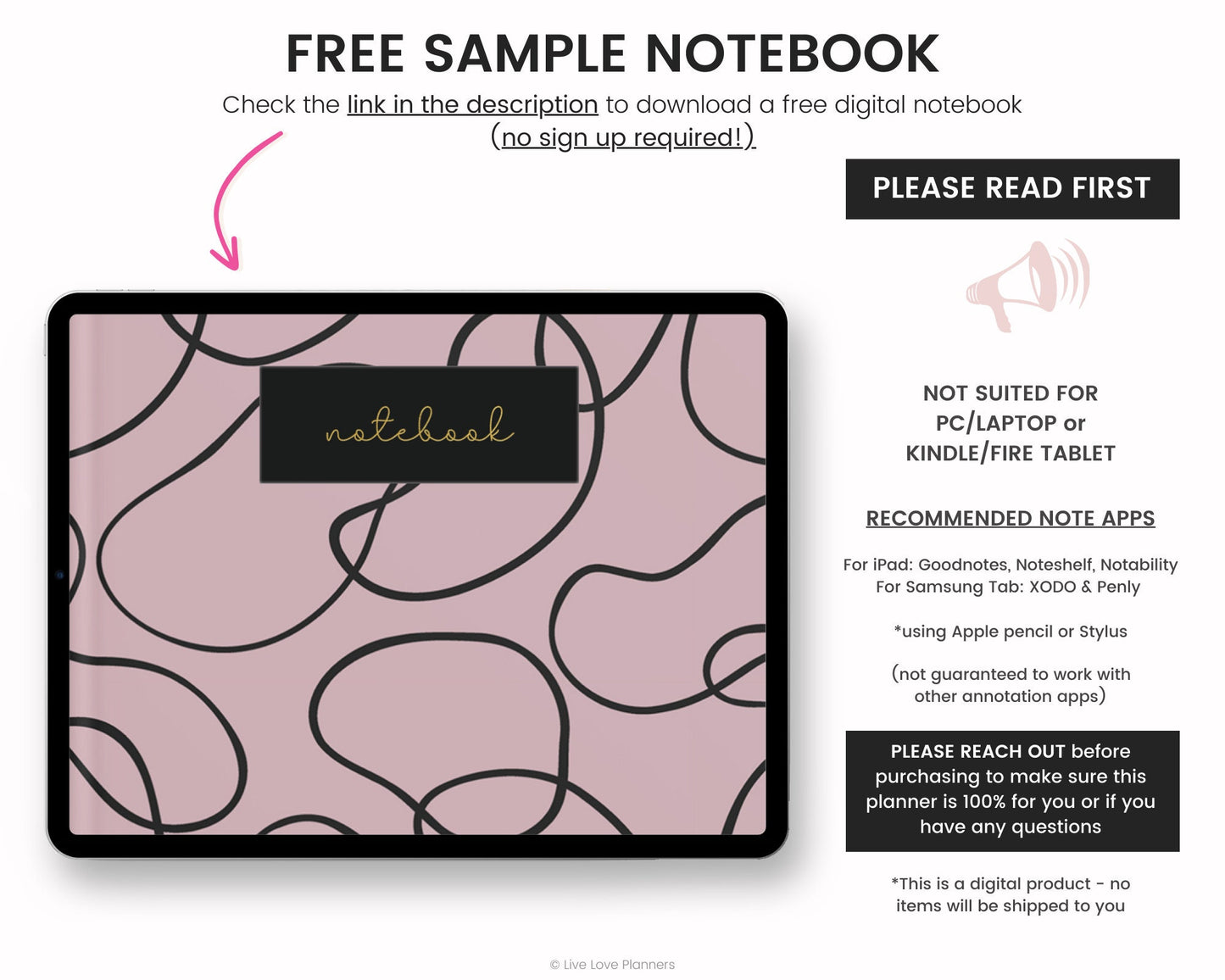 Dark Mode Landscape Digital Notebook