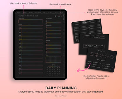 2025 Dark Mode Digital Planners