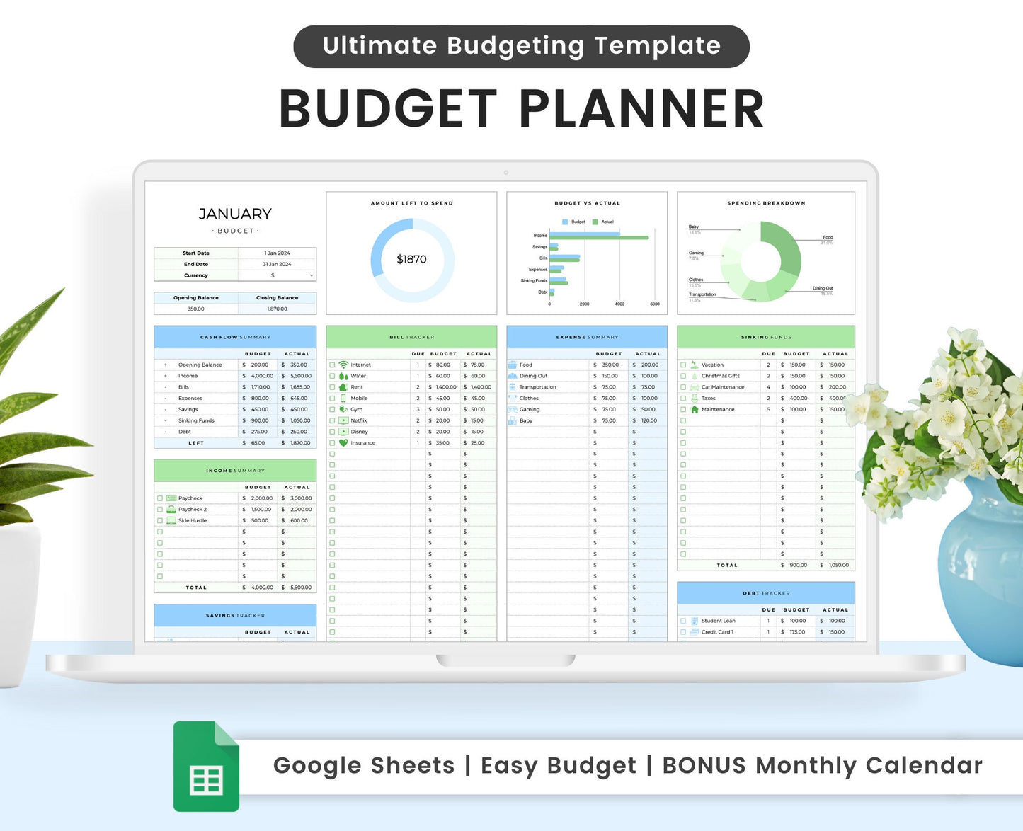Budget Planner for Google Sheets - Weekly