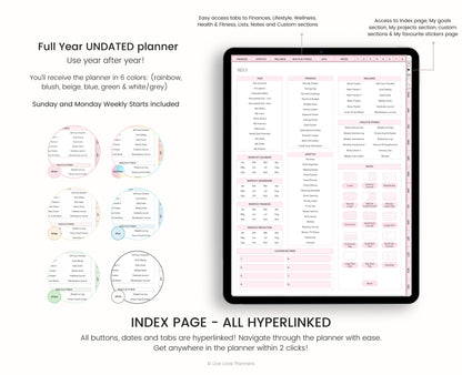 Undated Digital Planner Goodnotes