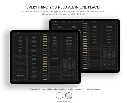 Undated Dark Mode Digital Planner