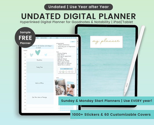 Undated Digital Planner Goodnotes