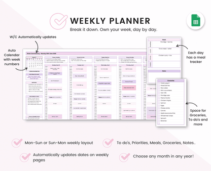 Monthly & Weekly Planner for Google Sheets