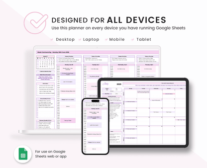 Monthly & Weekly Planner for Google Sheets