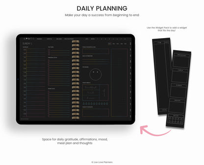 Undated Dark Mode Digital Planner