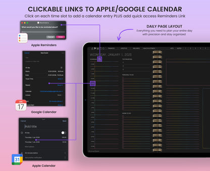 2025 Dark Mode Digital Planner