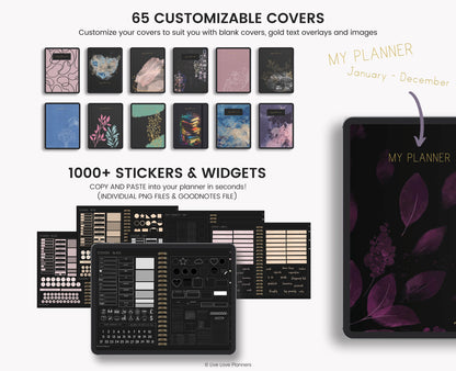 Undated Dark Mode Digital Planner