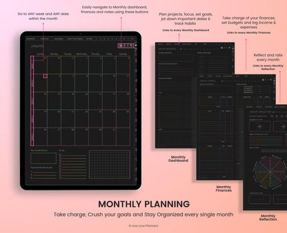 2025 Dark Mode Digital Planners