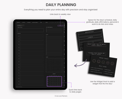 Undated Dark Mode Digital Planner