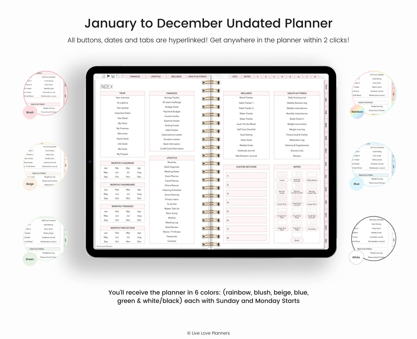 Undated Digital Planner | Hyperlinked Digital Planner | GoodNotes Planner | Notability Planner | iPad Planner | Undated Planner | Daily