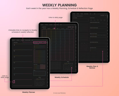 2025 Dark Mode Digital Planners