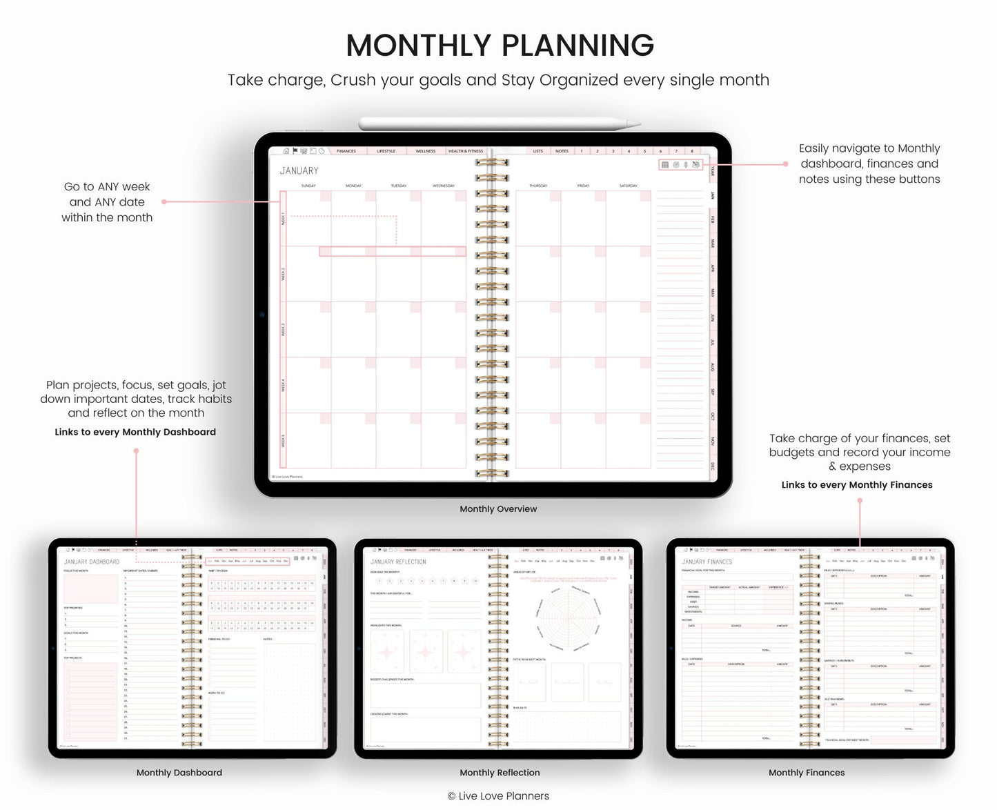 Undated Digital Planner | Hyperlinked Digital Planner | GoodNotes Planner | Notability Planner | iPad Planner | Undated Planner | Daily