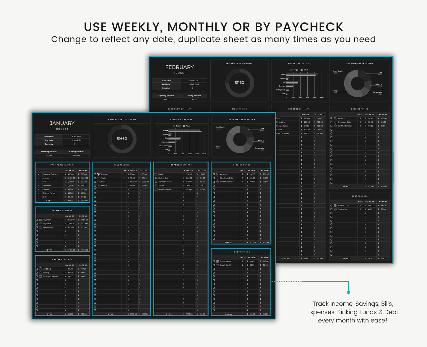 Budget Planner for Google Sheets - Weekly